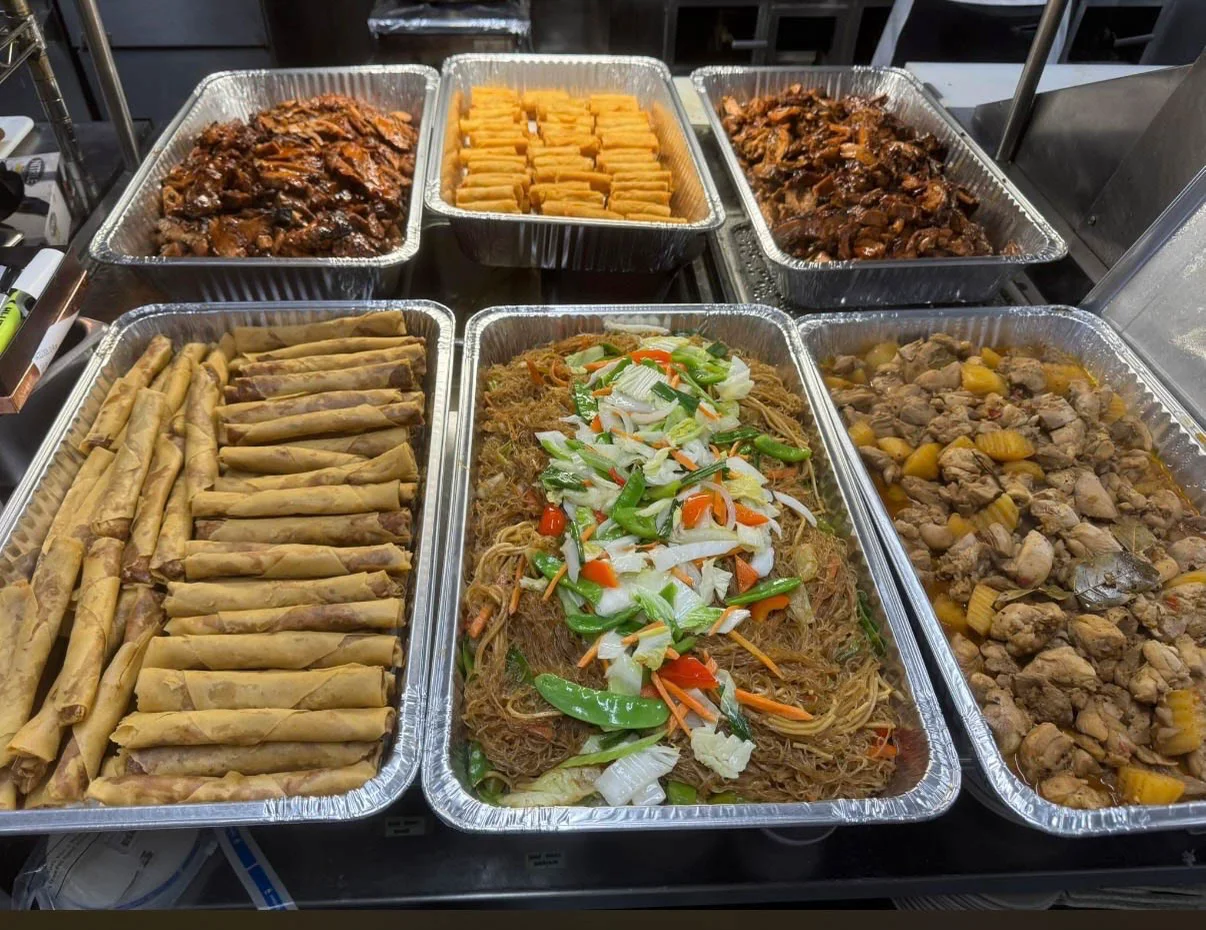 Lumpia, pancit and adobo ready for a party